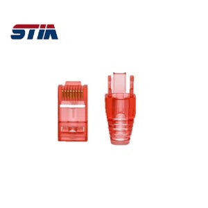 스티아 EZ RJ45 이지 커넥터 UTP 잭 CAT6 관통형 100개 레드