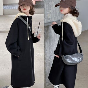 여아코트 초등 고학년 주니어 겨울 루즈핏 후드 롱 코트