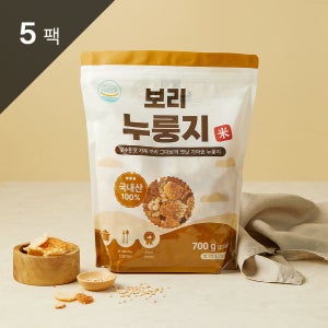 매홍 국내산 100% 보리누룽지 식사대용 아이간식 건강한 누룽지 숭늉 700g, 1개입, 5개