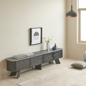 세라믹거실장 원목 블랙 대형 TV수납장 거실티비다이 2300 국내제작 라비오