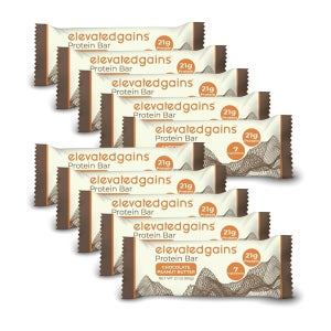 초콜릿 땅콩버터 단백질 바 10팩 - 20g 및 천연 성분 7가지, 꿀로 단맛을 낸 제품, 인공 감미료 없음, 이동 중에도 에 좋은 간식 제공