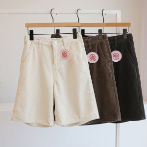 [원가이하SALE] 세번리 골덴 코듀로이 버뮤다 와이드 뒷밴딩 5부 반바지 (S-XL)