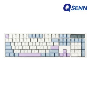 QSENN Q104 PBT 풀윤활 가스켓 유무선 기계식 키보드 블루퍼플, 저소음바다소금축