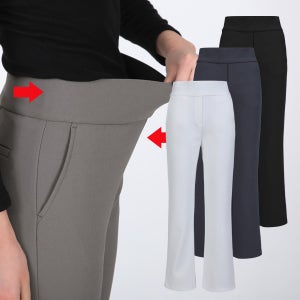 기장선택 여성 기모 부츠컷 허리 밴딩 겨울 슬랙스 스판 고무줄 팬츠 키작녀 (W6WP01)