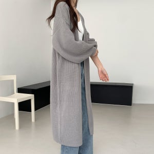 간절기 니트 가디건 여성 레이어드 오버핏 롱가디건 봄 가을 로브 블랙 핑크 그레이 베이지