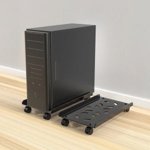 [싸더라] 조절식 PC 이동식 받침대 데스크탑 본체 스탠드 360도 회전 바퀴형 거치대