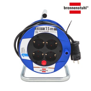 독일 브레넨스툴 콤팩트 릴선 전기 작업용 연장코드 케이블릴 리드선 4구 15M BRG015