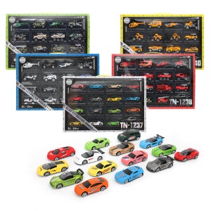 플레이맥스 메탈 다이캐스팅 미니카 15종 세트 경찰차 건설중장비 스포츠카 소방차 군용차