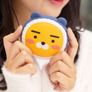 [초코바 선착순 증정] 카카오프렌즈 얼굴형 손난로 보조배터리 5000mAh C타입 충전 네이비 패딩 라이언