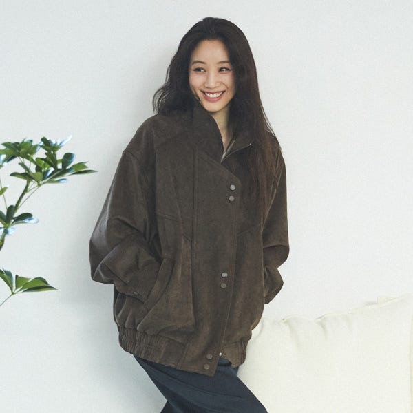 [루에브르][정려원pick] Asymmetric Placket Faux Suede Jacket SL5XJ830-B8