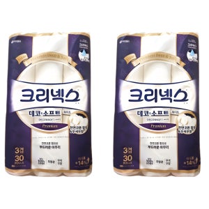크리넥스 데코소프트 수딩플러스 3겹 25m 30롤x2개