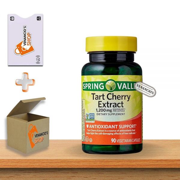 Spring Valley 타르트 체리 추출물 항산화 지원 이동성 웰빙 <b>수면</b> 채식주의자 캡슐 + Vena’s 스티커 (1팩)
