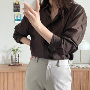 레이어드 실키 랩 블라우스 셔츠