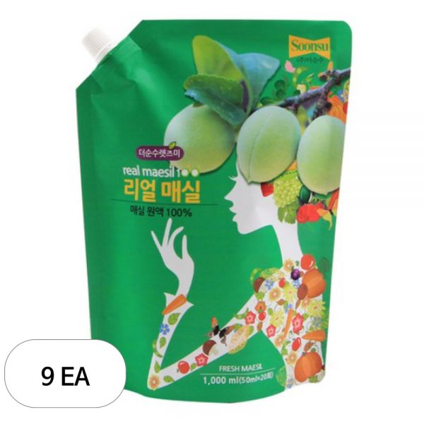 <b>더순수렛츠미</b> 리얼 매실 원액 1L 9개 간식 화이트데이 만들기 어린이날 학교 생일파티