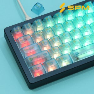 SPM 투명 한글 조약돌 키캡 기계식키보드 블루