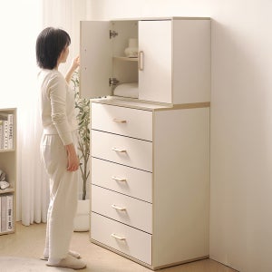 서랍형 옷장 800 1인 옷장 낮은 간이 원목 옷장 세트 E0