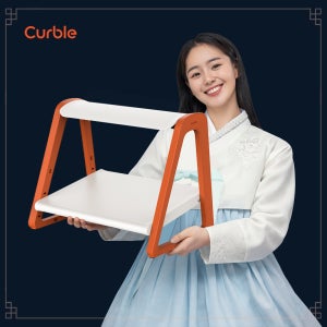 (NEW) 커블 발받침대 풋레스트 책상 의자 사무실 2단 오렌지 단품