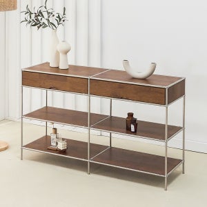 로쏘 라인 모듈 서랍 2칸 원목 선반 수납장