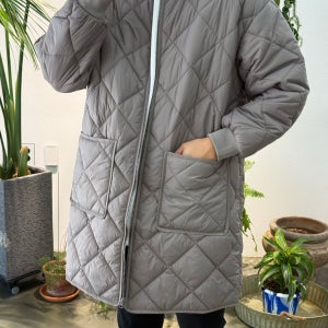 겨울 항아리패턴 누빔 깔깔이 남자 롱 경량 패딩 점퍼