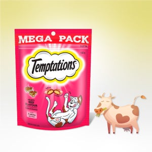 템테이션 메가 팩 고양이 간식 풍미가득 소고기, 180g, 1개