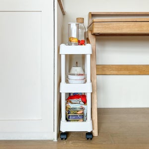 슬림홀 틈새선반 2단 이동식 슬림 선반 트롤리 다용도실 정리