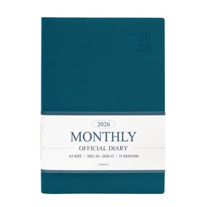 인디고 다이어리 2026 오피셜 A5 먼슬리 스케줄러 (날짜형 25절 월간) 업무용 (피콕블루)