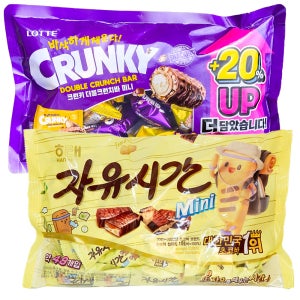 자유시간 미니 480g + 더블크런치바미니513g,사무실 간식 크런키 초코바
