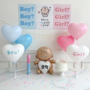 로나파티 젠더리빌 포스터 파티 세트 베이비샤워 아기 풍선 성별공개 리본 가랜드 컨페티 파티 용품