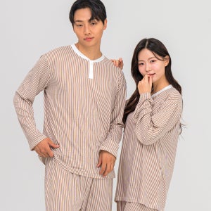 [2PACK] 커플 클래식 라운드 긴팔 잠옷 신혼잠옷 홈웨어 세트
