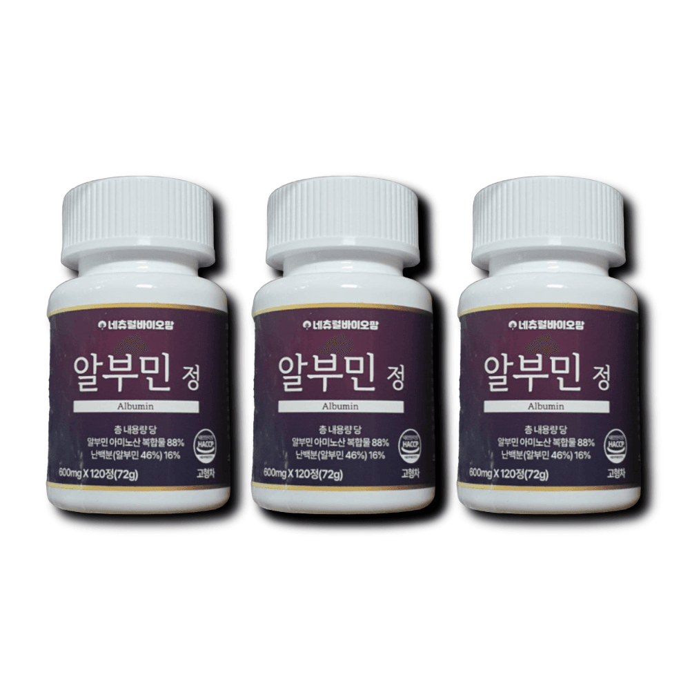 <b>네추럴바이오</b>팜 알부민 프리미엄 600mg 120정 3개