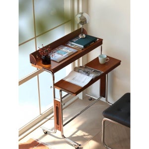 빈티지 원목 높이 조절 컴퓨터 책상 협탁형 이동식 테이블 사이드 사무용 리프트