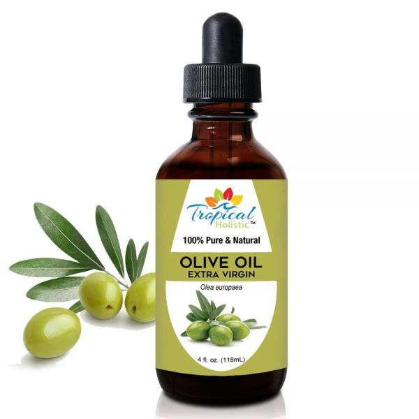 Tropical Holistic Extra Virgin 올리브 오일 118.3ml4온스 냉압착 비정제 얼굴 피부 건조한 두피 마사지에 사용 2468403
