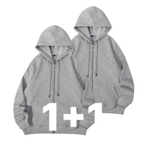 [1+1] 무지 오버핏 후드집업 맨투맨 후드티 커플 티셔츠 가을 겨울 남자 여자