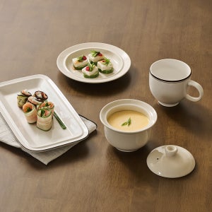 [N단독] 윤도자기 코지 브런치 세트 4P 직사각접시 계란찜기 머그 원형접시