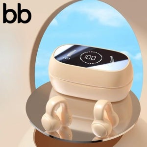 운동 이어폰 골전도 블루투스 이어커프 운동용 오픈형 헤드셋 생활방수 런닝 귀찌 경량 스포츠 베이지