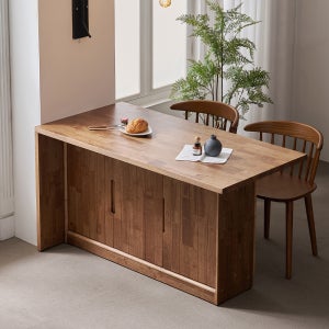 헤이즐 원목 수납 아일랜드 식탁 홈바 1400mm, 폭 700mm 월넛 GM522C