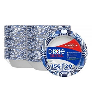 (미국 발송) Dixie Ultra 울트라 대형 종이 그릇 5915ml(20온스) 26개(6팩) 전자레인지 사용 가능 퇴비화 아침 점심 및 156 Count (Pack of 1)
