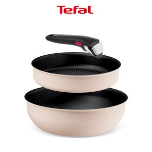 [N단독구성] 테팔 매직핸즈 인덕션 크렘 드 피치 3종, 프라이팬+볶음팬+손잡이, 1세트