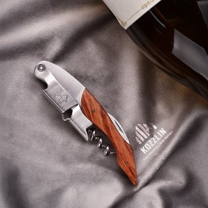 코즈린 와인오프너 우드핸들 2단 소믈리에 나이프 가죽케이스 선물 세트 각인