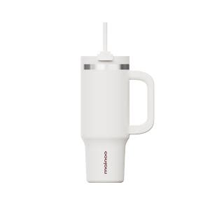 마이누 텀블러 빨대 대용량 손잡이 가벼운 보온보냉 887ml, 플로럴화이트