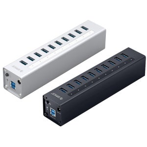 오리코 유전원 USB3.0 허브 10포트 12V아답터 개별LED A3H10