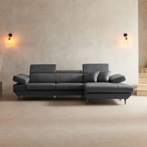 라자가구 위드 소토 천연면피 통가죽 카우치 소파 머드그레이_좌형, 3.5인용