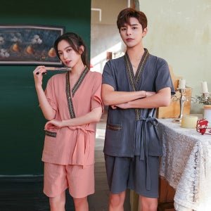 잠옷 황토 사우나복 마사지 파자마 편안한 헬스복 반팔 숯가마찜질복 홈웨어 긴팔 건식 0024 남성용 스타일 XL