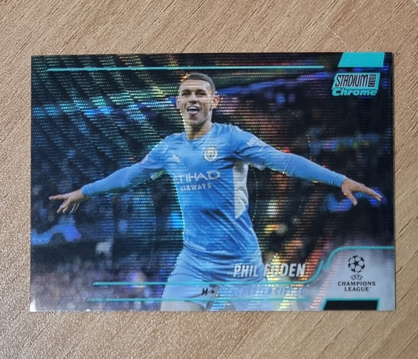 250한정판 필 포든 2021-22 Stadium Club Chrome UEFA Aqua Wave Refractor No-47 축구카드