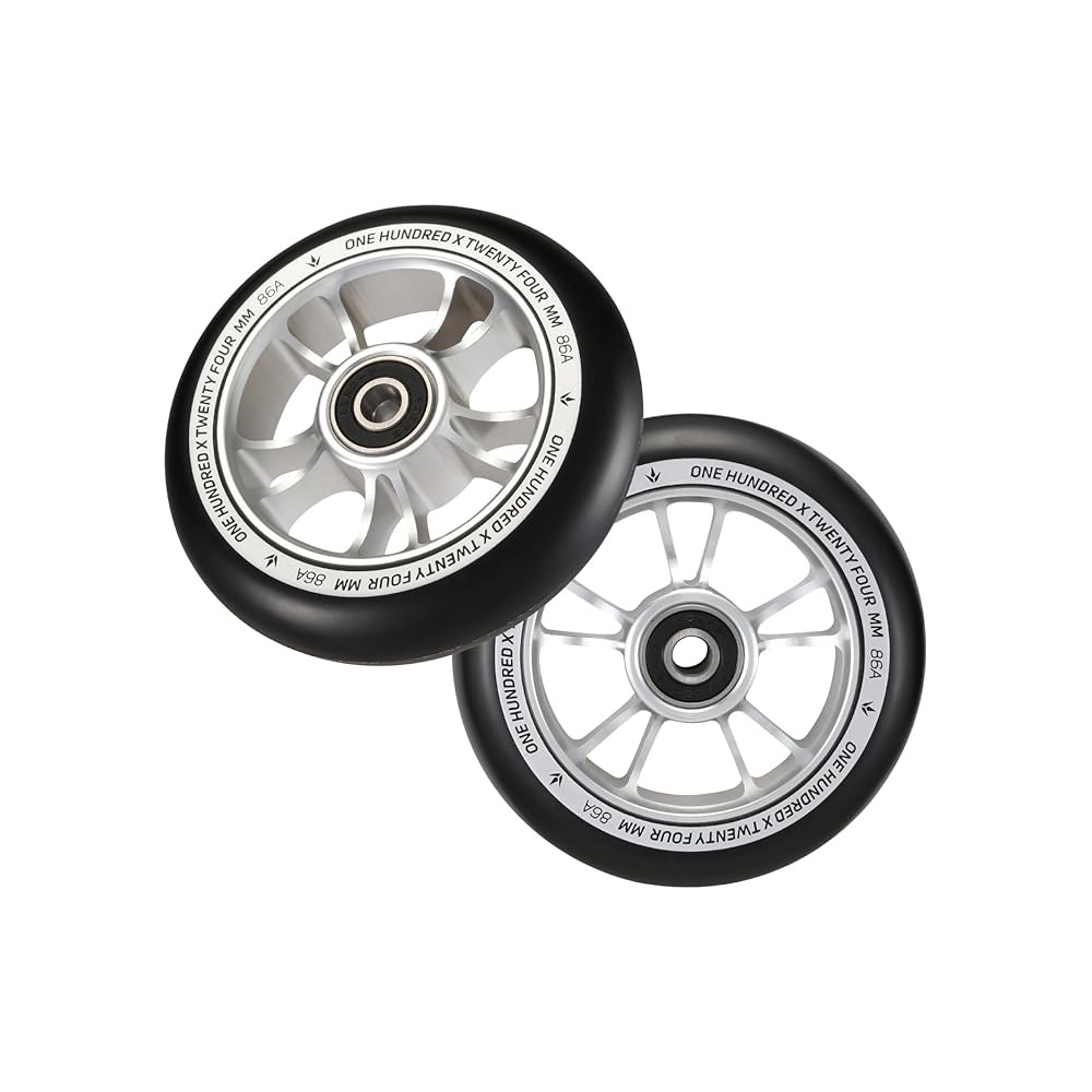 엔비 스쿠터 10-스포크 100mm 휠 쌍 - x 24mm 실버/블랙 Silver/Black
