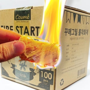 꾸메그릴 롤착화제 100개입, 숯불붙이기 파이어스타터, 차콜 장작 숯피우기, 캠핑 불쏘시개