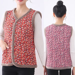 김장 겨울 기모 퍼 보온 조끼 엄마 할머니 경량 캠핑 패딩 베스트 누빔 촌캉스 꽃무늬조끼