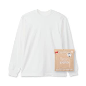 HANES 헤인즈 시로 크루넥 롱 슬리브 티셔츠 화이트