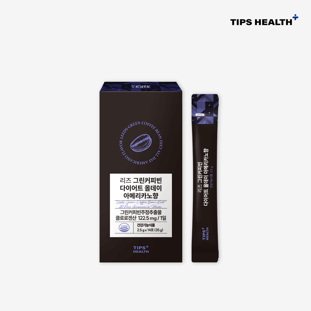 팁스헬시 리즈 <b>그린 커피빈</b> 제로슈가 다이어트 커피 아메리카노 14포, 1개