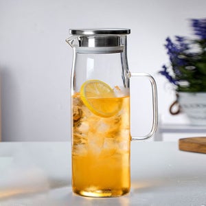 내열 유리 저그 가정용 냉장고 손잡이 물병 실버뚜껑 1.5L